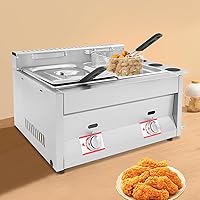 Vista 4 de Freidora comercial, freidora de encimera de doble tanque con control de temperatura independiente y tazas laterales desmontables para condimentos