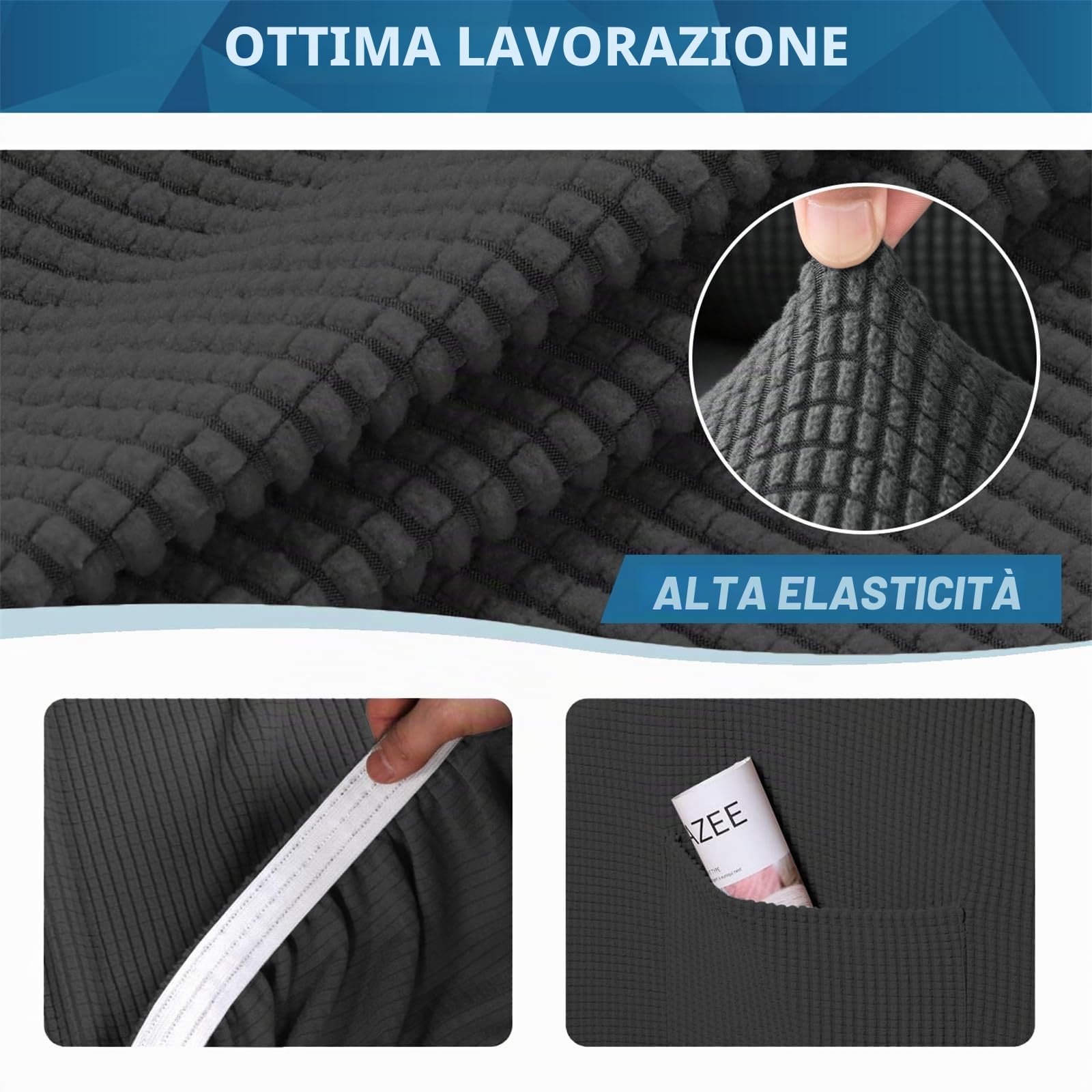 Copridivano con Schienali Separati E Cuscini Seduta, Copridivano Antiscivolo con Fascia Elastica, Proteggi Mobili Jacquard Elasticizzato (2 Seater(145-178cm),Grigio scuro)