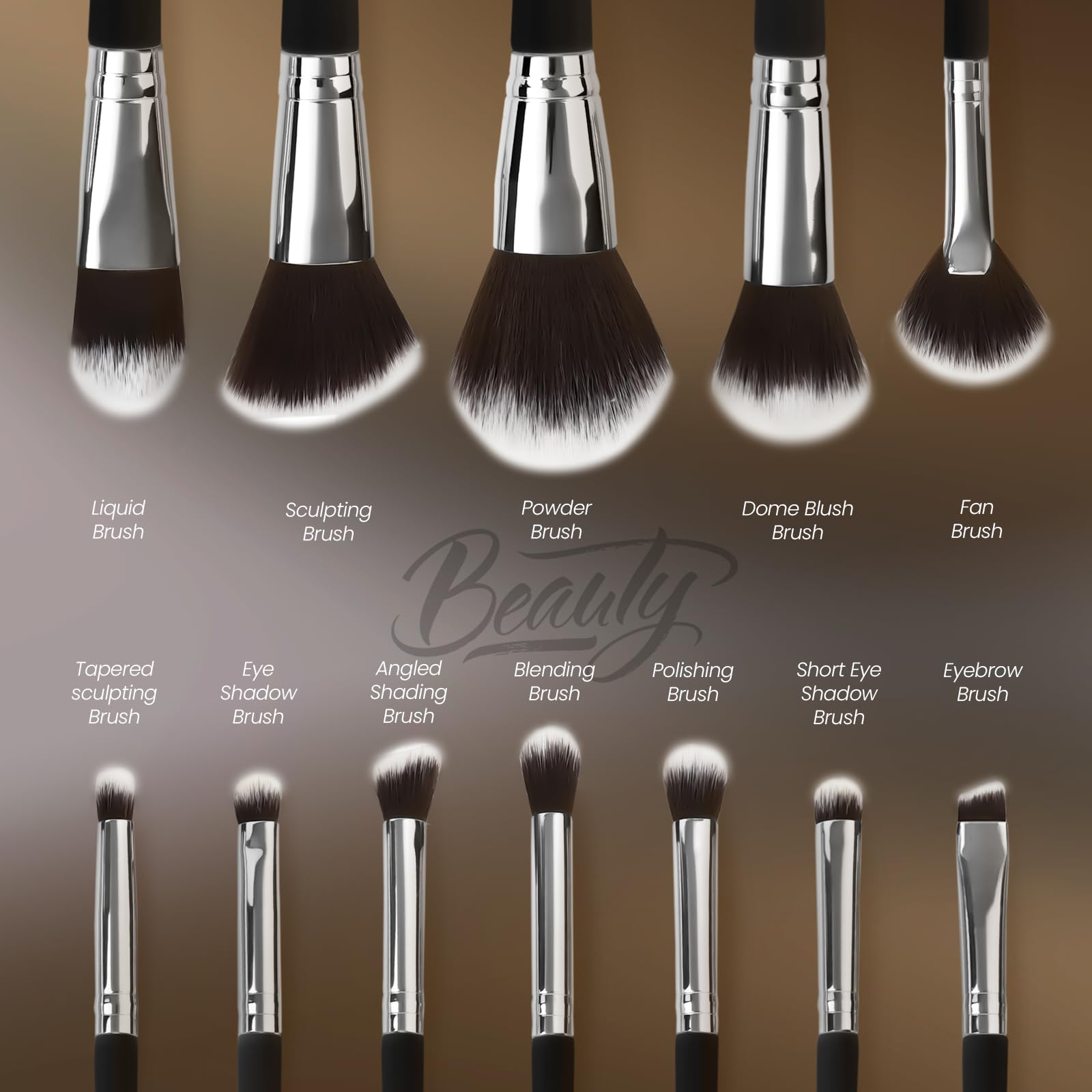 Set di pennelli da trucco con custodia da viaggio, morbide setole sintetiche, kit di pennelli da trucco per fondotinta, cipria, fard, ombretto, correttore, pennelli per viso e occhi, per uso