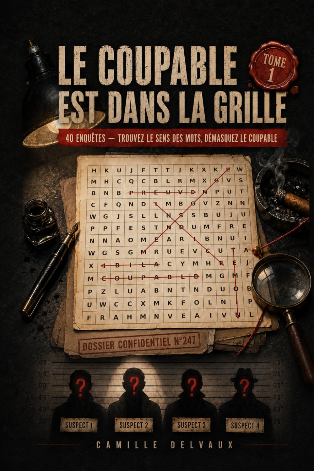 Le Coupable est dans la Grille: 40 enquêtes criminelles en mots mêlés : trouvez le sens des mots, démasquez le coupable | Livre-jeu de déduction logique pour adultes | Solutions détaillées | Tome 1