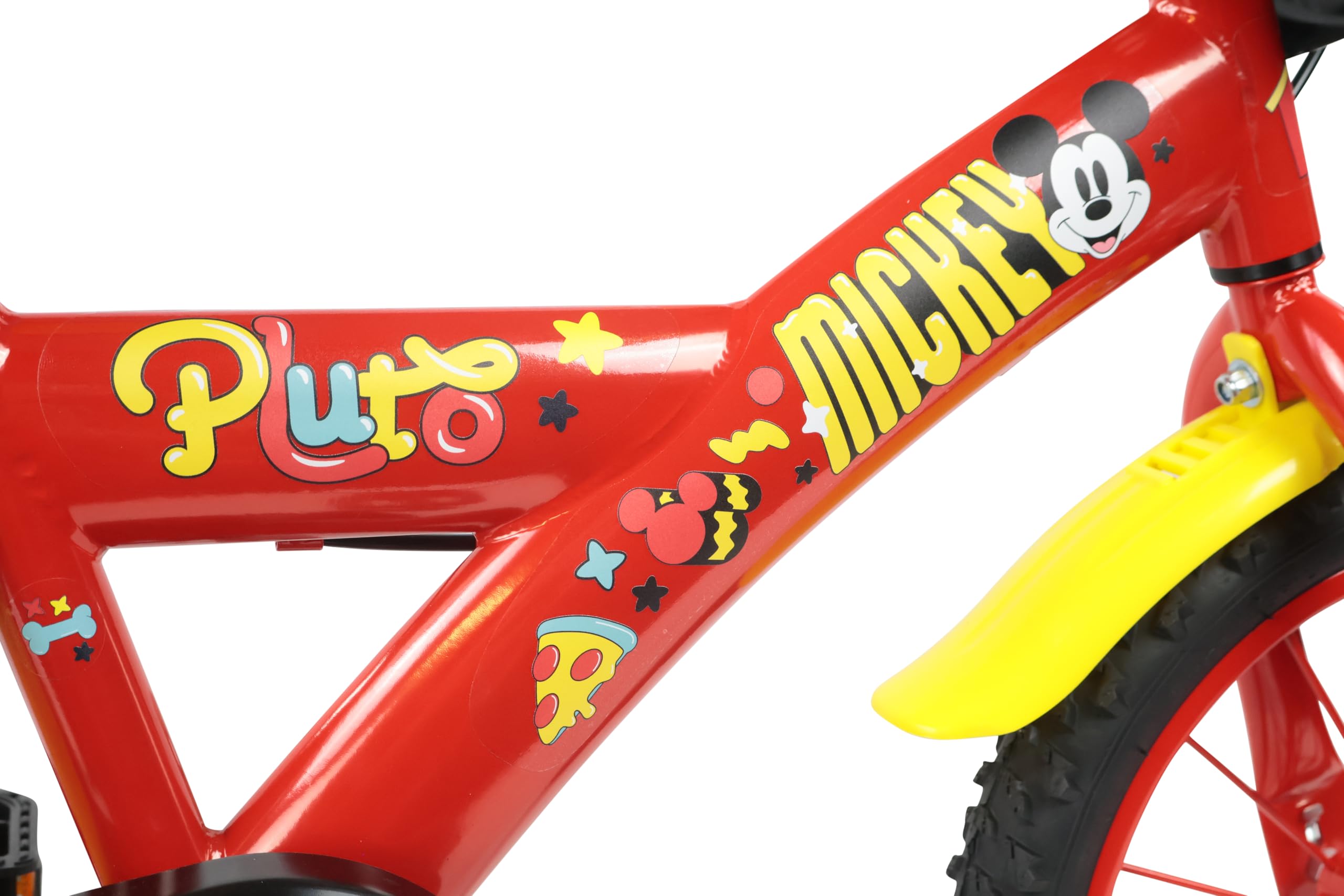 Denver Bike Bicicletta Bambino 14 Pollici Licensed Mickey, 3-5 Anni, Rotelle Removibili, Freni Caliper Anteriore/Posteriore, Telaio Acciaio, Ruote Gonfiabili, Borraccia e Scudo