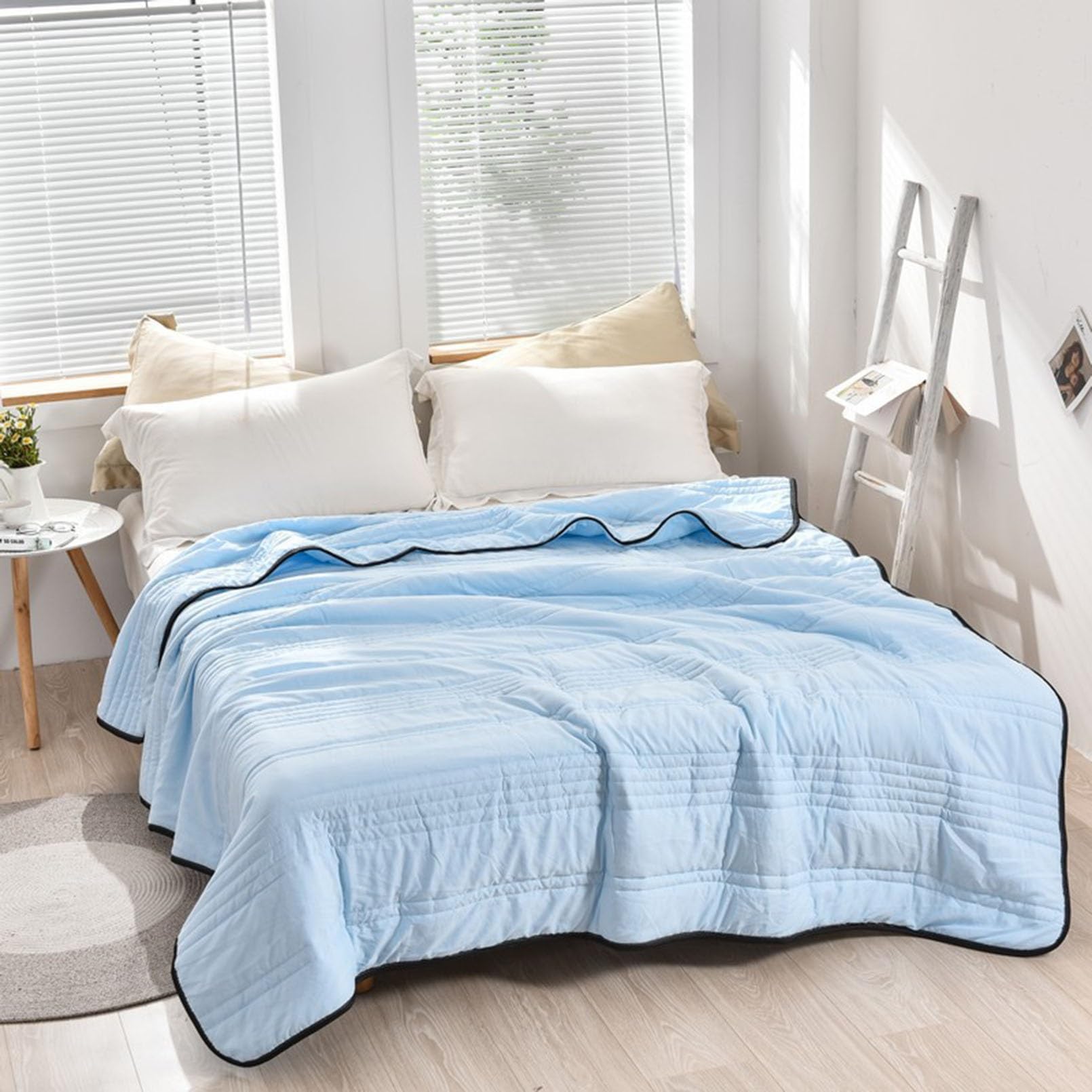 CSYBYW Silk Cooling Blanket,Cool Ice Cooling Blanket,Summer Comforters Blanket for Hot Sleepers Night Sweats,Cool Ice Silk Full Size Thin Cooling Blanket(Sky blue,79 * 91inch)