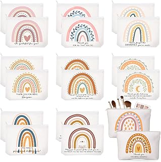 Appreciation Gifts for Women Rainbow Sign Canvas Makeup Bags Cosmetic Travel Pencil Bag Pouch with Zipper Gifts for Teacher Assistant Secretary Thank You Gifts for Volunteer Employee Coworker (20 Pcs)