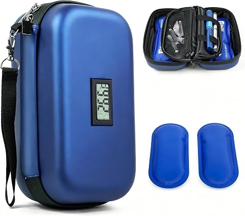 Insulin Cooler Travel Case with Digital Temperature Display and 2 Ice Packs