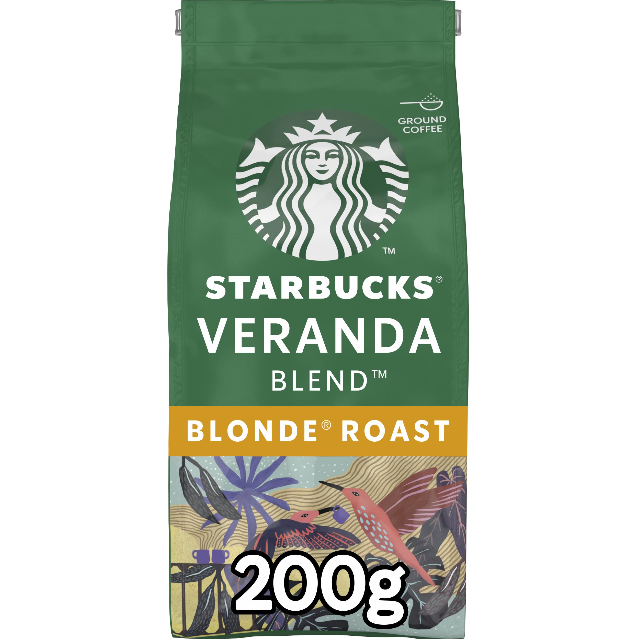 STARBUCKS Veranda Blend Caffè Macinato Tostatura Leggera, 6 Sacchetti da 200g (1,2kg)