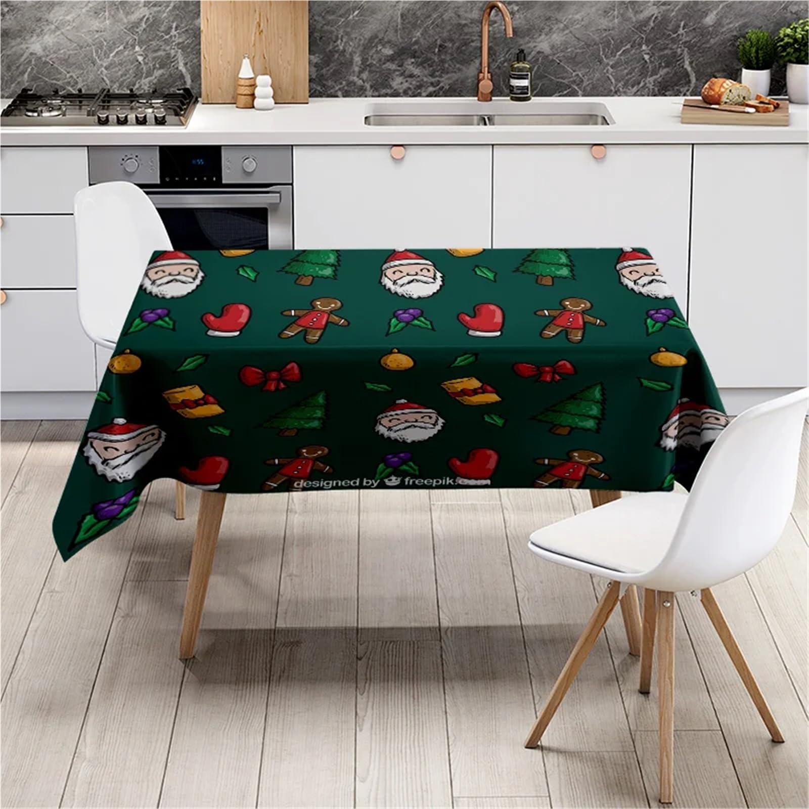 Tablecloth Snowman Print Holiday Decor Home Decoration Year Party Xmas Table Cover Festive Linens para Comedor(160X220CM)
