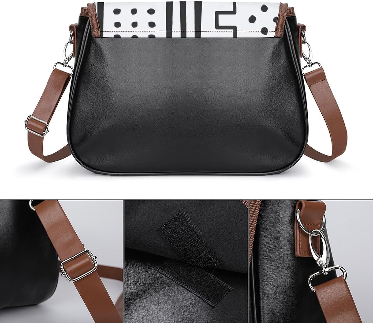 Mud Print StyleWomen's Faux Leather Crossbody Bag, Waterproof Wrinkle-Resistant Shoulder Bag with Detachable Strap, Large Capacity Casual Handbag, Fashion Daily Purse for Shopping Work Dating, Ideal G