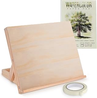 Table Easel, Easel for Painting, Wood Desk Easels for Painting, with Watercolor Pad, Masking Tape, Painting Easel for Adults Kids