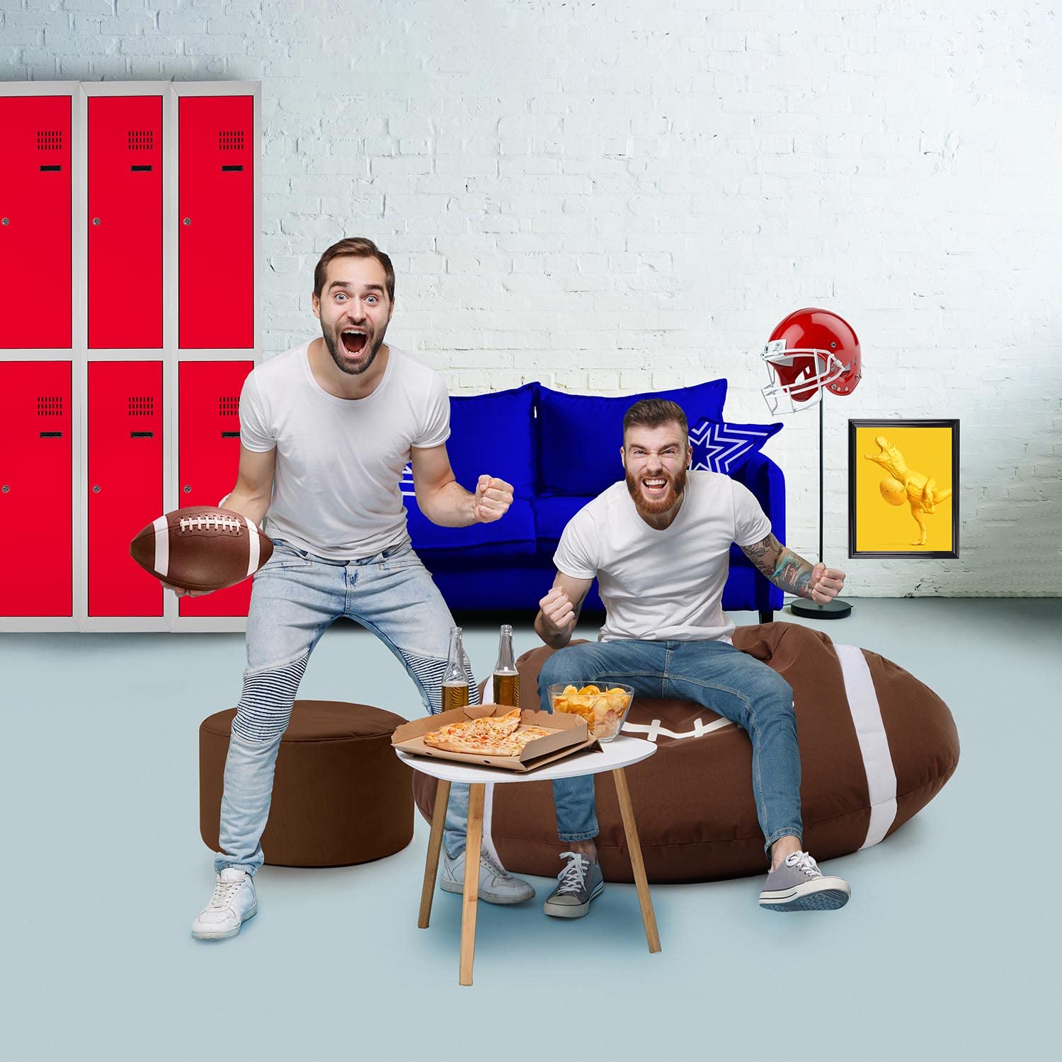 Lumaland sacco da calcio americano (80x160 cm): Il touch down per la tua esperienza di seduta | Come godersi il gioco con stile sia all'interno che all'esterno I Con oltre 2,5 milioni di perline EPS