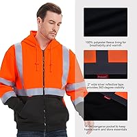 Vista 25 de ProtectX Class 3 High Visibility Safety Sweatshirt for Men, Reflective Hoodie with Large Pocket for Construction & Work