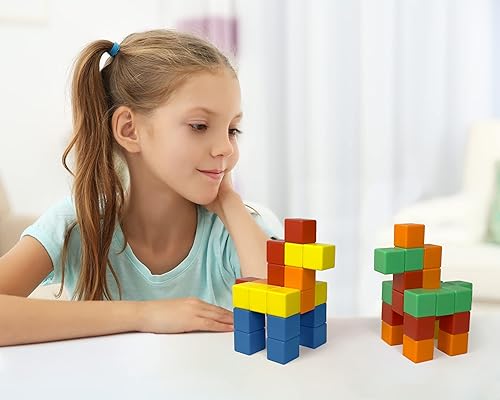 Miniatura 7 de Tytan Tiles - Juego de 50 cubos magnéticos para niños, juego creativo, reconocimiento de formas y patrones, bordes redondeados seguros, muchas