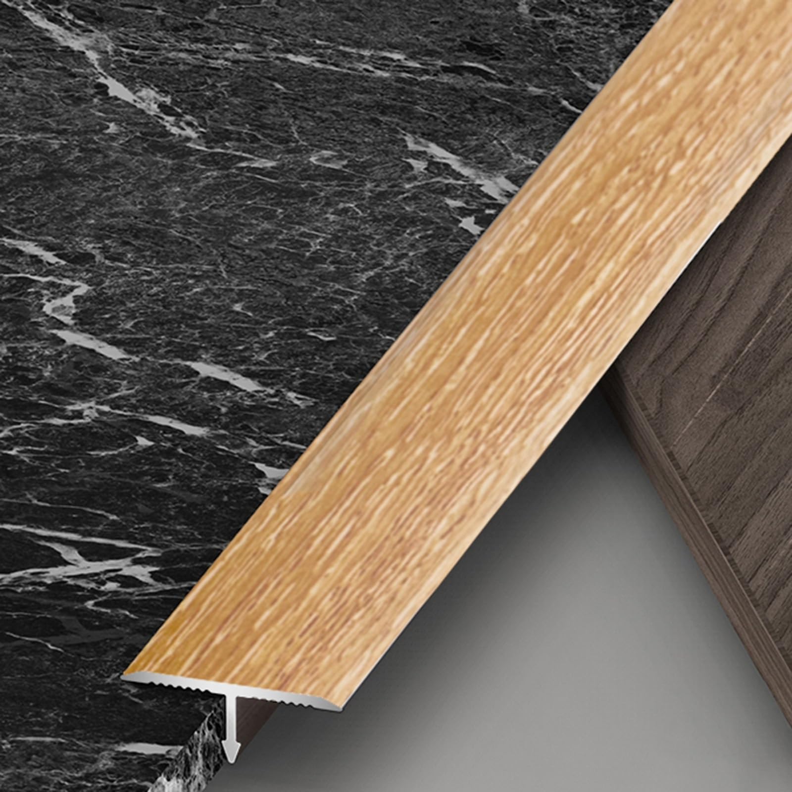 Profilo Giunzione in Metallo, Strisce di Transizione del Pavimento T Alluminio, per Porte, Legno, Vinile Laminati, Moquette E Piastrelle (3Pcs X 90cm)(Light Oak,W2cm)
