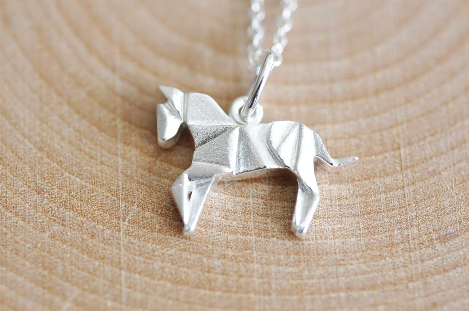 Origami Horse Necklace in Sterling Silver with 16 Inch Chain - Image 6