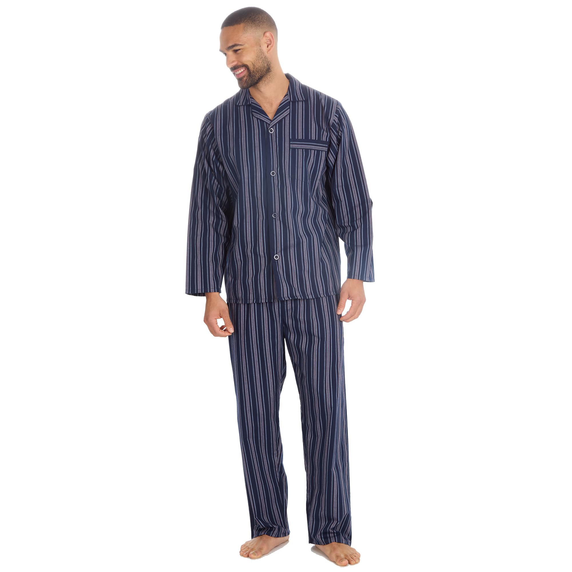 INSIGNIA Mens Woven Pyjamas Traditional with Logo Pocket
