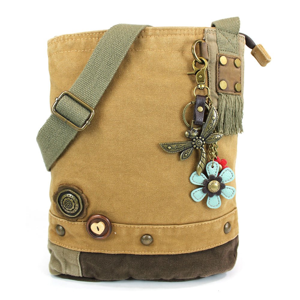 CHALA Patch Cross-Body Women Handbag, Canvas Messenger Bag Brown