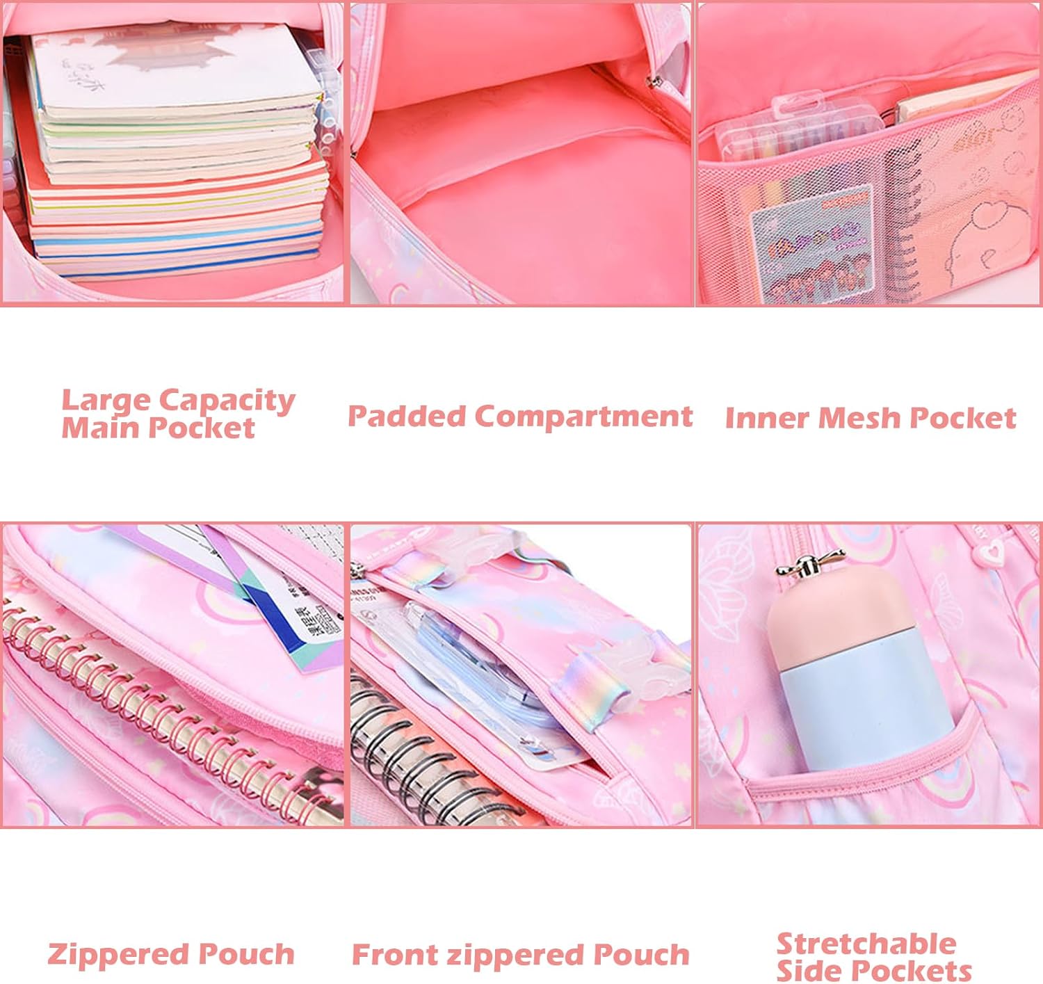 Backpacks for Girls Backpack for School Cute Kawaii Backpack Kids Book Bag School Bag for Elementary Primary Students, Apricot - Image 3