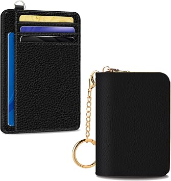 Yonlevres Black Credit Card Holder Small Wallets Woman, RFID Wallet Women Card Holder Travel, Cute Funny Card Case PU Leather RFID Blocking Card Organizer Gifts Girls
