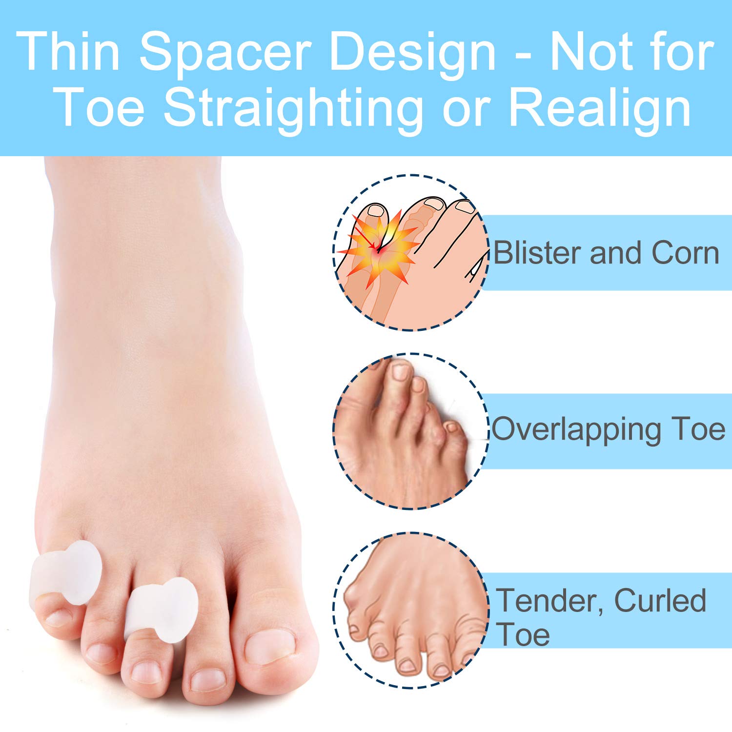 Povihome 10 Pack Pinky Toe Separators, Little Toe Spacers to Separate