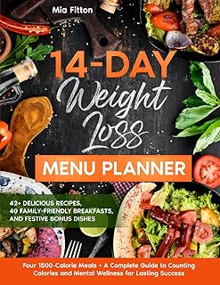 14-Day Weight Loss Menu Planner: 42+ Delicious Recipes, 40 Family-Friendly Breakfasts, and Festive Bonus Dishes | Four 1500-Calorie Meals + A Complete ... and Mental Wellness for Lasting Success