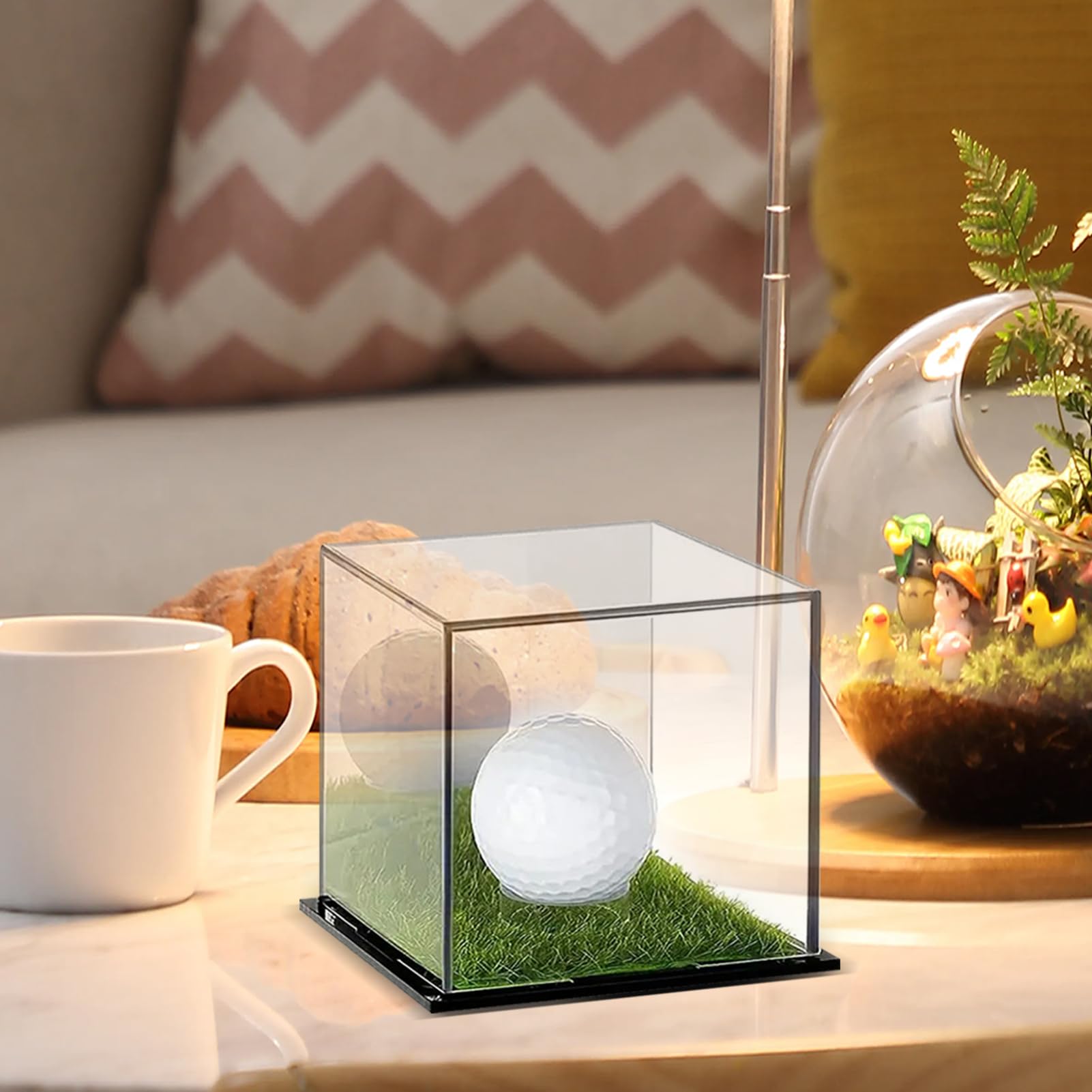 Golfball-Vitrine, leichte Ball-Vitrine, Acrylball-Vitrine, klare Fußballhülle, Ball-Display, transparenter Golfballhalter, 9,7 x 9,7 x 8,9 cm, für Heimdisplay