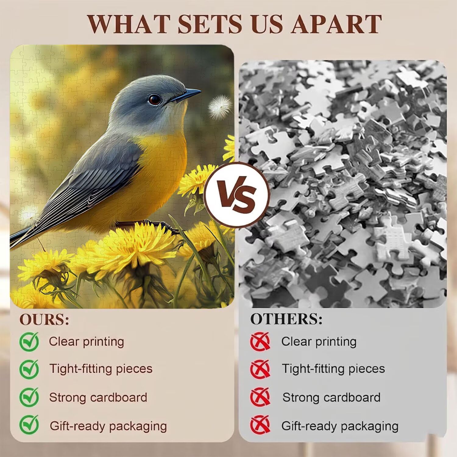Bird Flower Puzzle 1000 Pieces, Drewniany Rodzinny Gra Planszowa - Puzzle dla Dorosłych Dla Całej Rodziny, Puzzle Edukacyjne DIY i Antystresowe - z mapą referencyjną, 75 x 50 cm F0-803