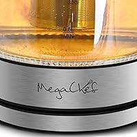 Vista 6 de MegaChef 1.8Lt. Cuerpo de vidrio y hervidor de té eléctrico de acero inoxidable con infusor de té