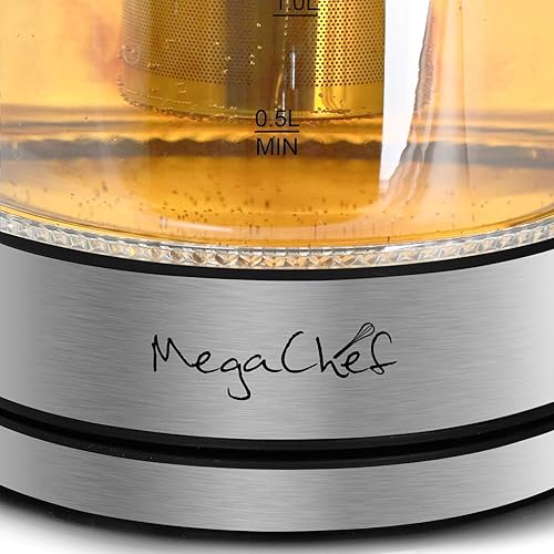 Miniatura 6 de MegaChef 1.8Lt. Cuerpo de vidrio y hervidor de té eléctrico de acero inoxidable con infusor de té