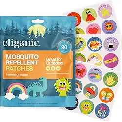 Cliganic Adesivos repelentes de mosquitos (pacote com 90) – adesivos de vibração positiva para crianças, sem DEET, infundido com óleo essencial