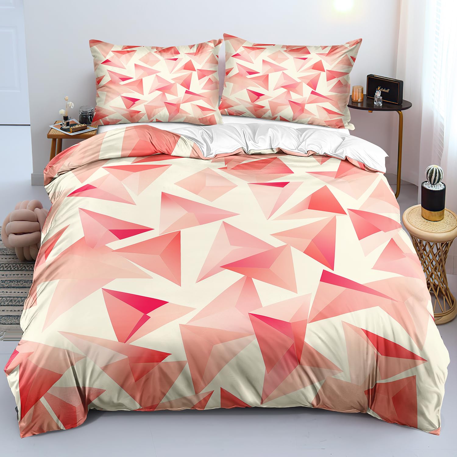 Parure de lit 260x240 rose dégradée pour chambre moderne épurée