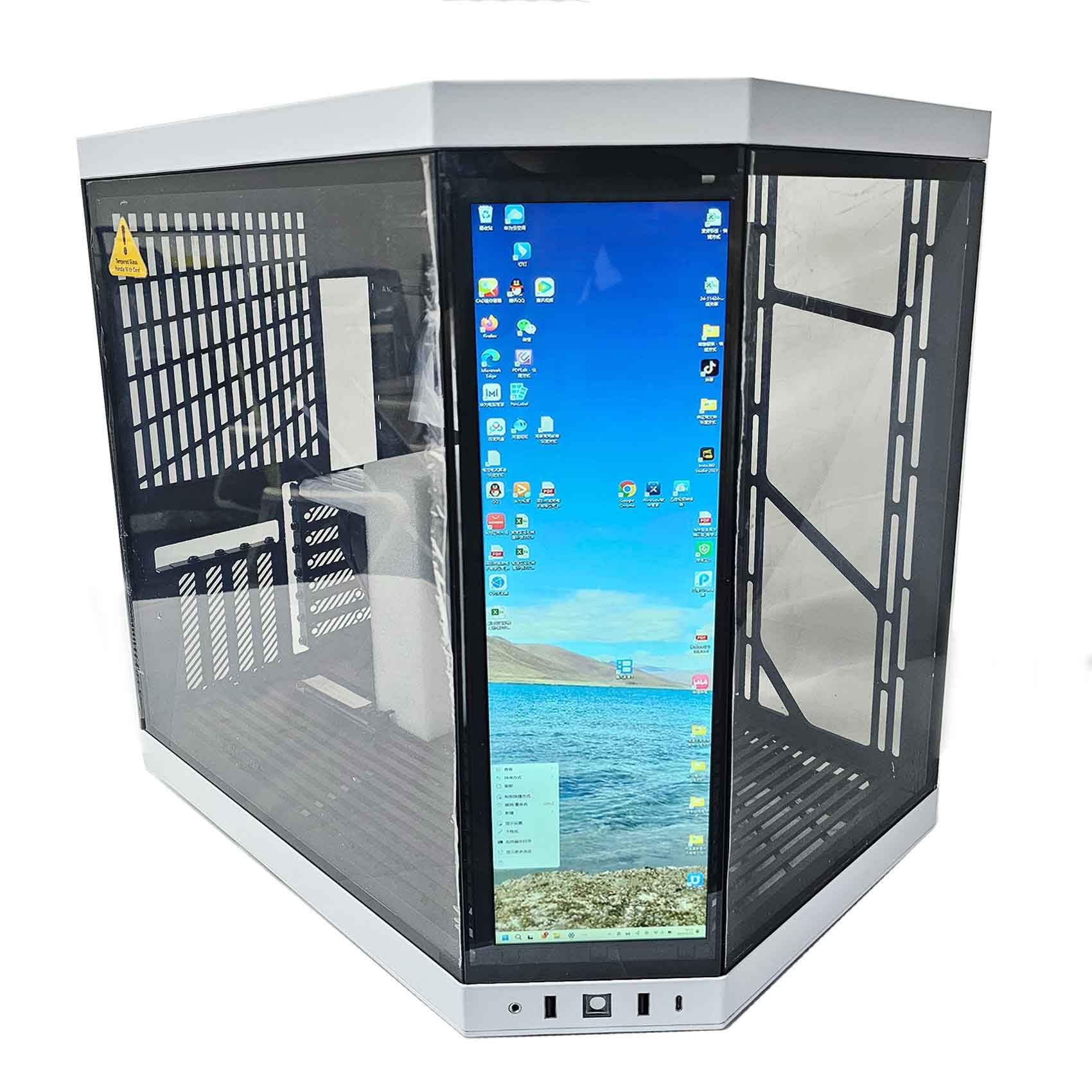 VSDISPLAY Y70 Monitor de Carcasa de PC, Pantalla LCD táctil IPS de 14.5" | Negro,2560x720 2K, Entrada de Video USB C H/D ,para monitor secundario
