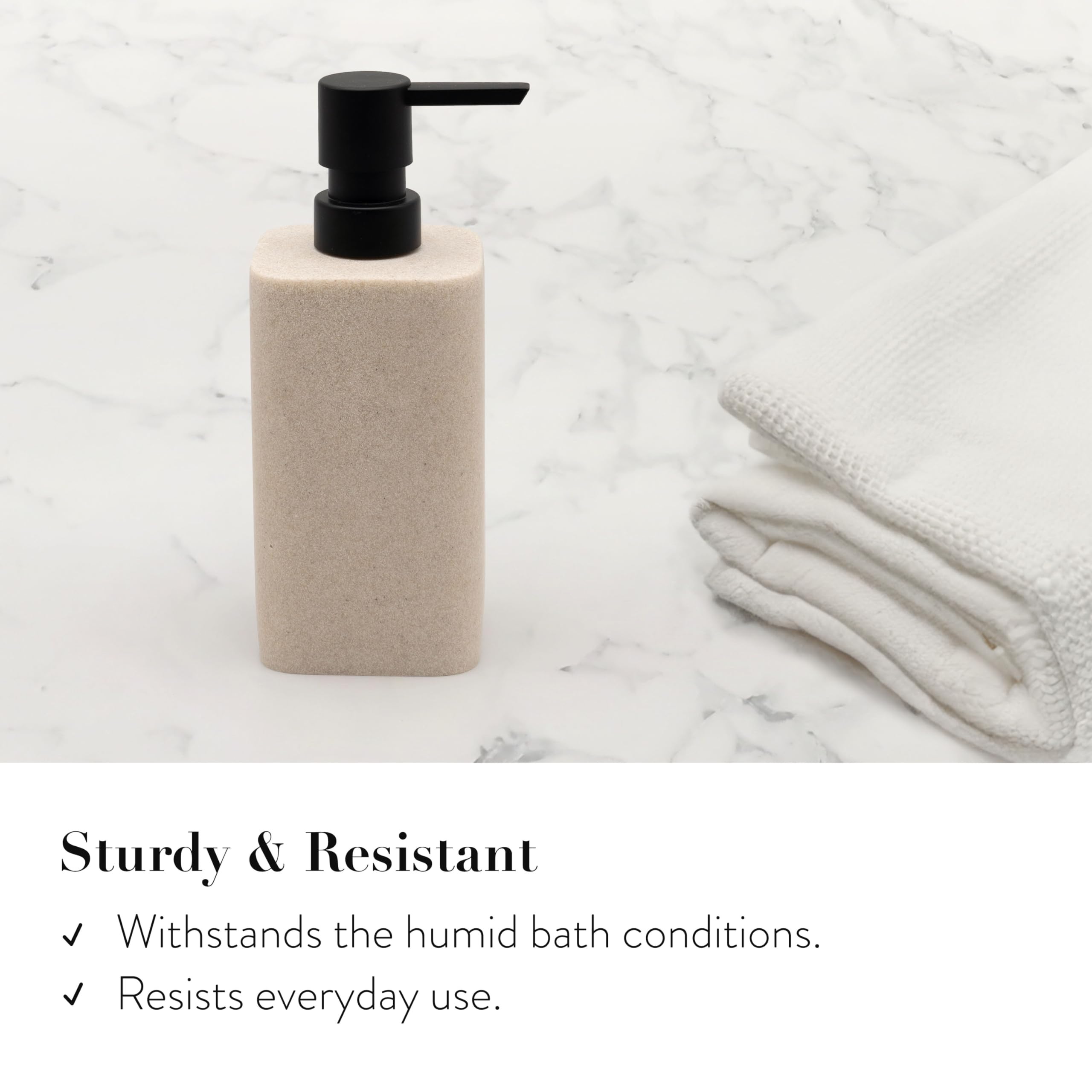 zccz Bathroom Accessory Set - 4 Piece Organiser with Toothbrush Holder, Soap Dispenser, Tumbler and Tray - Beige Bathroom Decor - Image 4