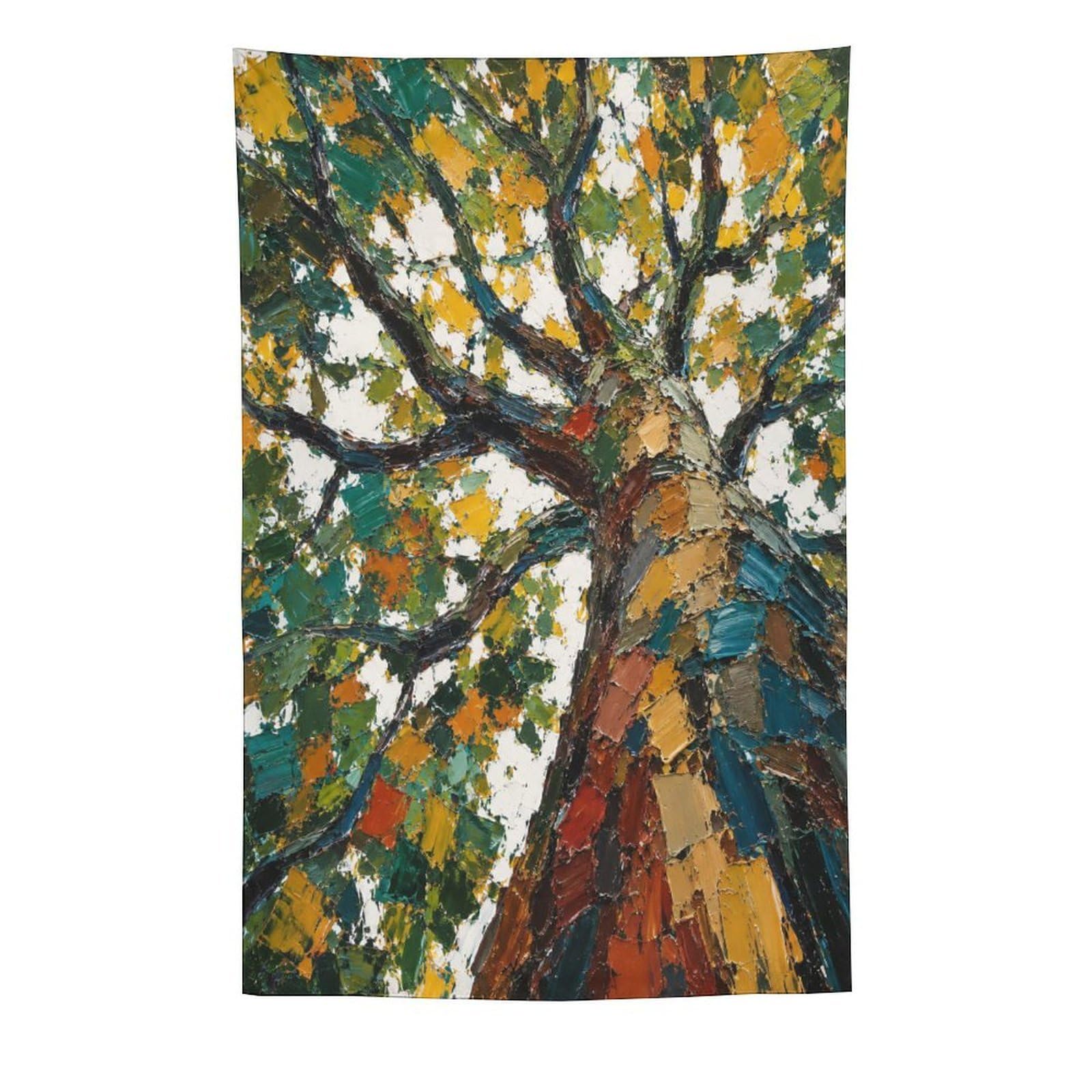 W7C8U2X3 Autumn Dot Tree Wall Tapestry, Impressionist Style, Apartment