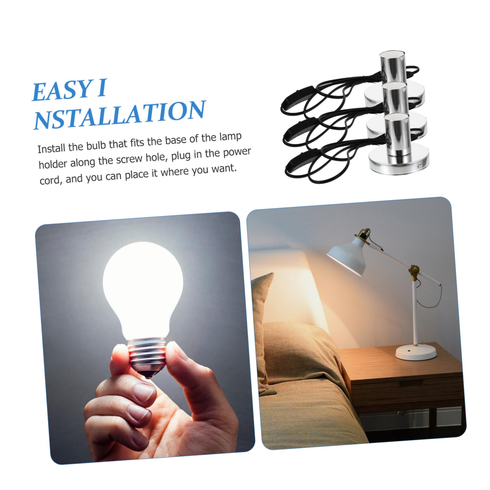 E27-glühbirnenfassung Ac220v 3 Stück-pack mit Kabel, Lichtsockel Schwarz