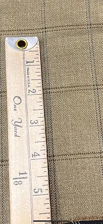 Tuva Textile 100% Real Wool Fabric Suiting Plaid Italian Fabric Woven, Used for, Suiting, Jacket, Pants, Skirts, Dresses & More, Color. MED Olive Green- Brown & Navy LINE, Made in Italy, Style#58