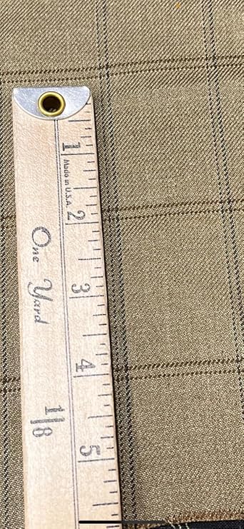 Tuva Textile 100% Real Wool Fabric Suiting Plaid Italian Fabric Woven, Used for, Suiting, Jacket, Pants, Skirts, Dresses & More, Color. MED Olive Green- Brown & Navy LINE, Made in Italy, Style#58