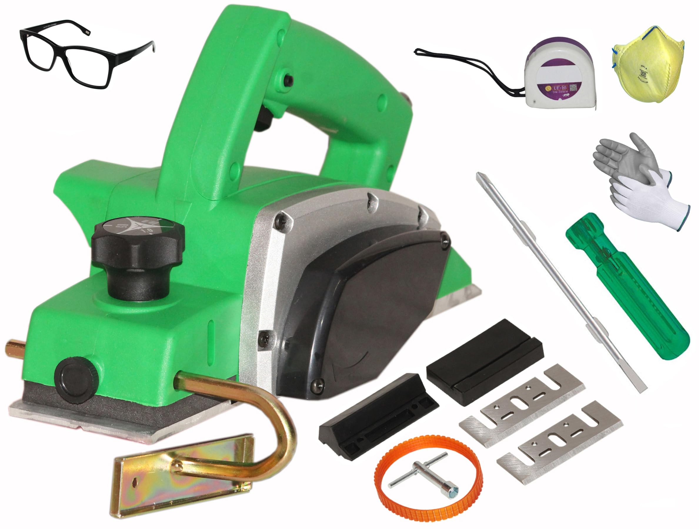 Digital Craft Wood Planer 1400W Machine of Carpentry High-Power Multi-Function Electric Planer Professional Woodworking Machine 82mm Electric Planer Machine,Tape 3Mtr,6Inch 2 In 1 Screw Driver,