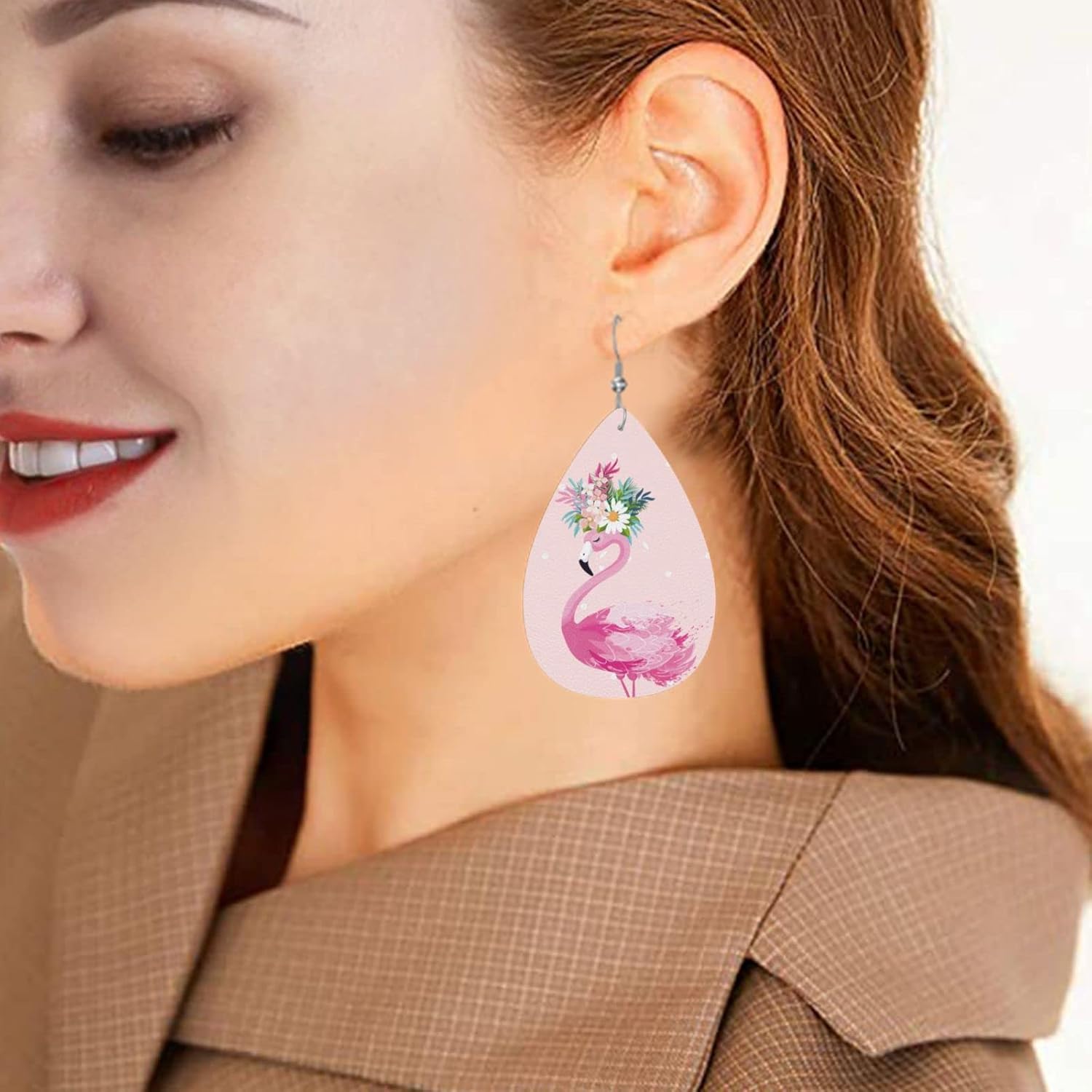 Faux Leather Earrings Teardrop Dangle Earrings PU Leaf Earring Lightweight For Women - Image 8