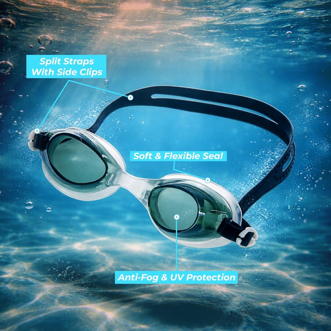 I-Swim Swimming Goggle and Cap Set | For Men & Women's | Material: Silicone | Protecting Hair from Chlorine | Anti-Fog, Leak-Proof Design with Comfortable Fit and UV Protection | Color: Black