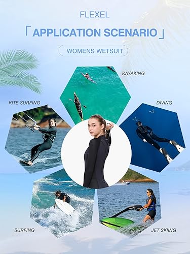 Vista 27 de FLEXEL Traje de neopreno de cuerpo completo de una pieza para mujeres y hombres de 0.118 in, 3/0.079 in, 5/0.157 in, trajes de baño térmicos en agua