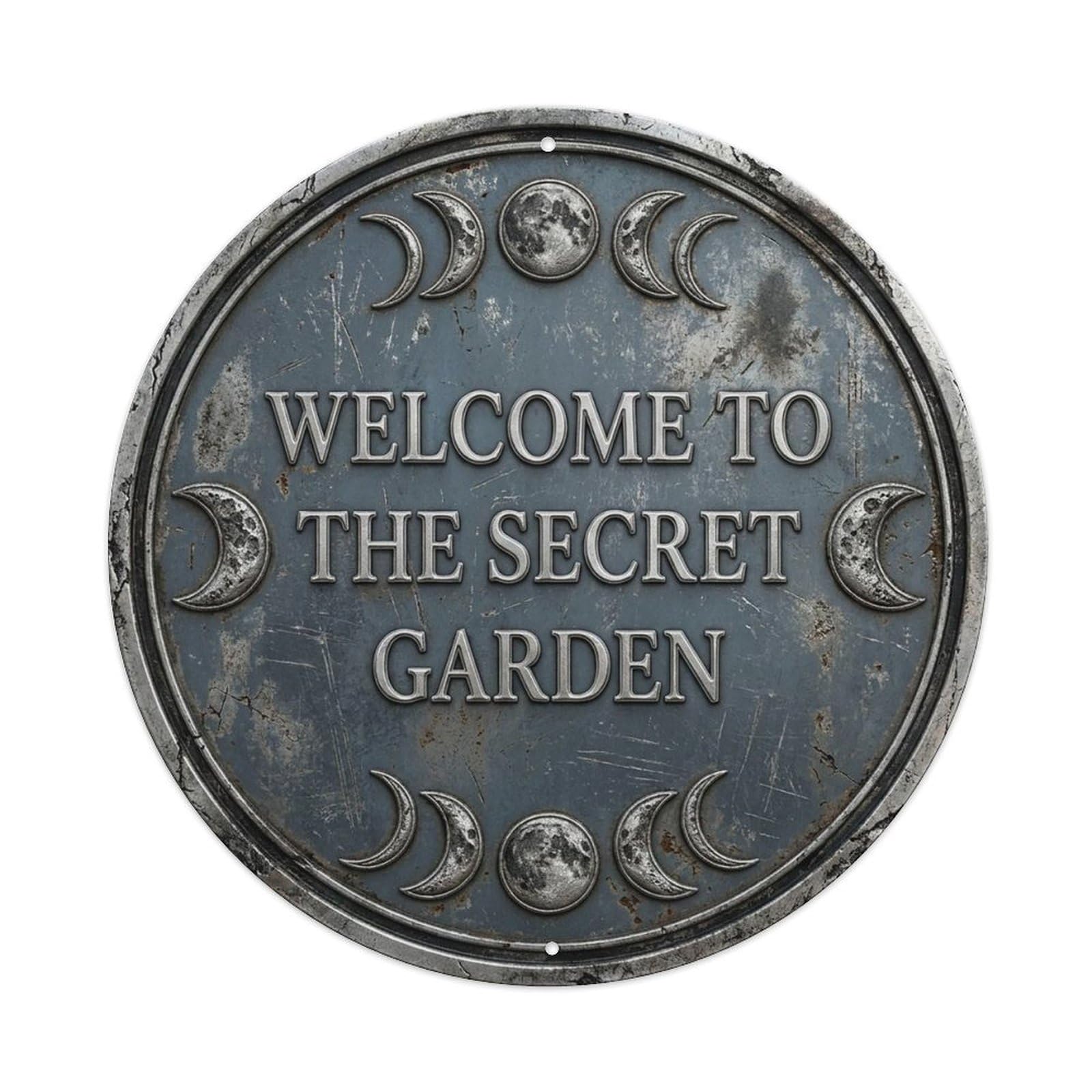Vintage Welcome Secret Garden Silver Dusk Timeless Metal Tin Sign