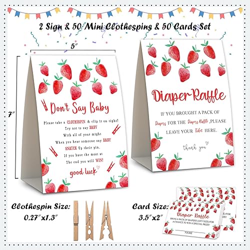 Miniatura 2 de 2 juegos de fresa para baby shower, juegos de pinzas para ropa de bebé, boletos de rifa de pañales, decoraciones de baby shower, juego de baby