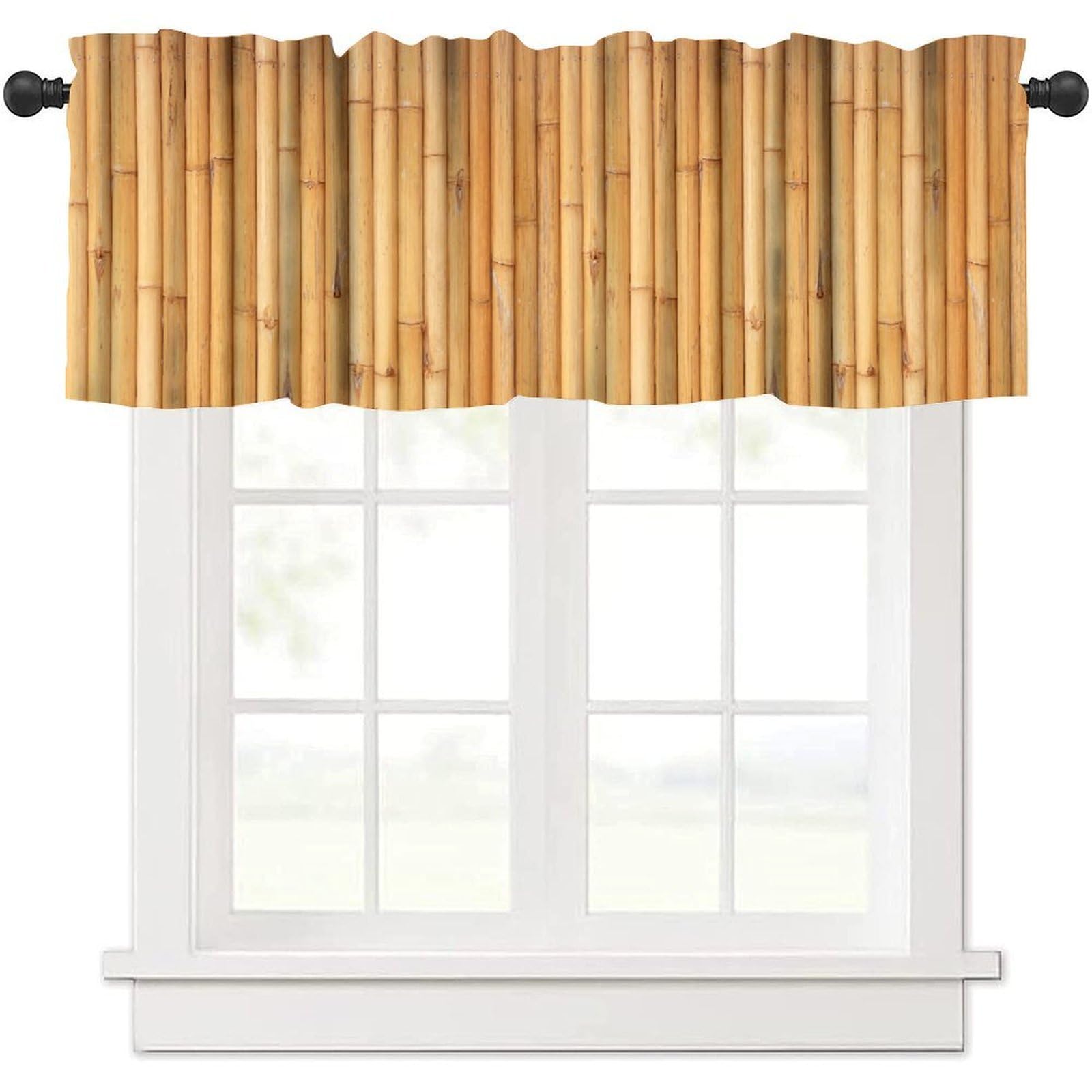 moderw Bamboo Valance Curtain Bamboo Tree Image Traditional Asian Chinese Culture Window Treatment Valance for Home Farmhouse Living Dining Room Kitchen Bedroom 54x18inch