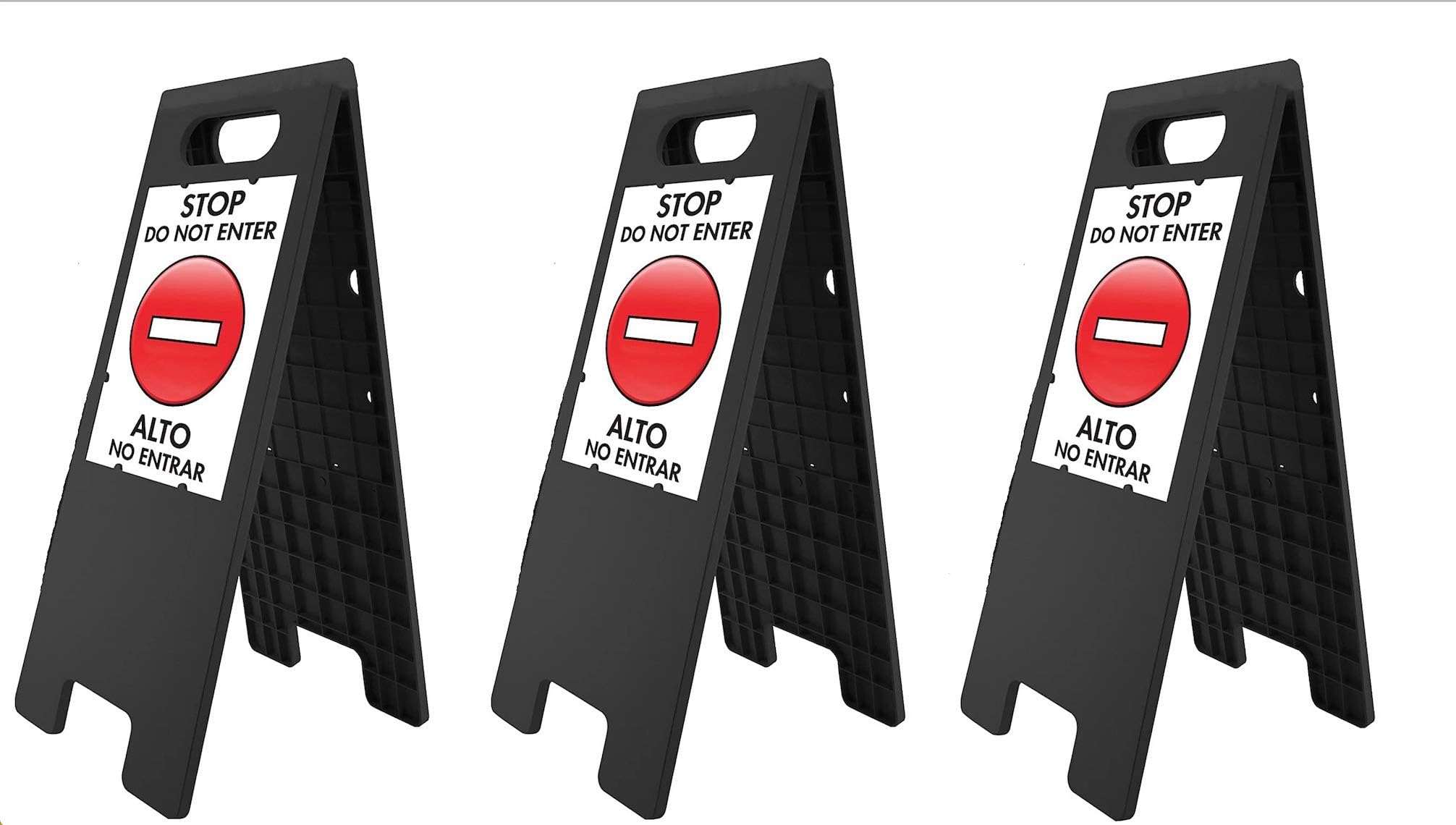 Headline Sign Customizable A-Frame Outdoor Sandwich Board, Double Sided with Weather Resistant Plastic Protective Cover Inserts - Signage Stand for Businesses, Sidewalk, and Parking, 10.5 x 25 in, Black, 3-Pack