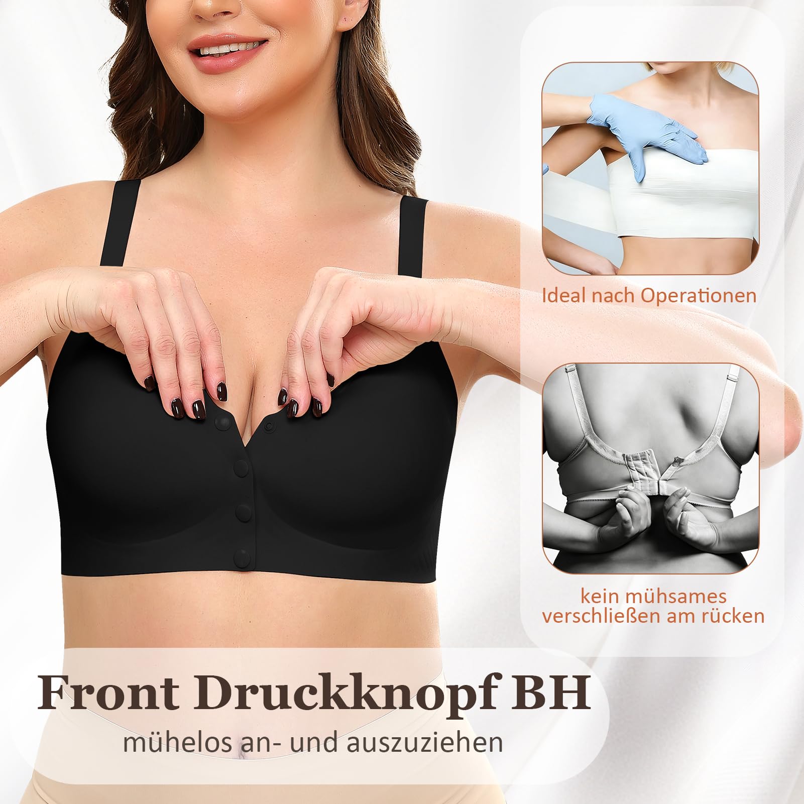 Jiuday Sujetador con cierre frontal para mujer, sin aros, comodidad | Acolchado suave sin costuras con sujeción de apoyo, fácil de poner, para mujeres lactantes y ancianas con sensación suave