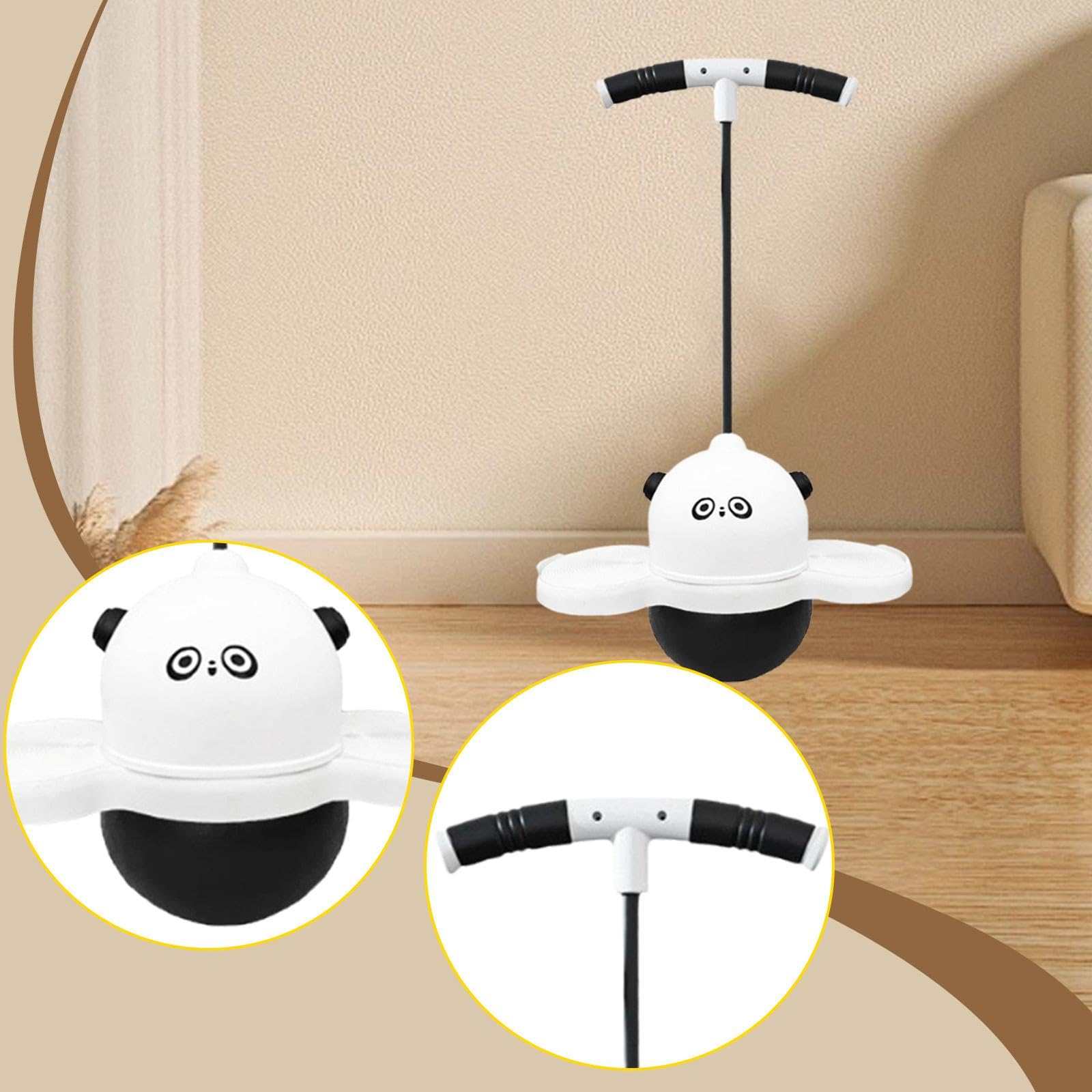 Palla Rimbalzante con Maniglia e Luce Integrata per Bambini, Pogo Ball Attrezzatura Esercizio Equilibrio Materiale PP PVC, Gioco per Bambini- Nero