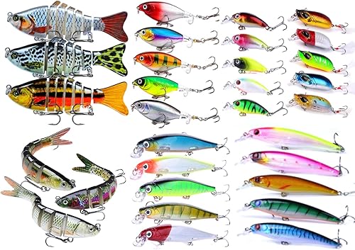 Zgperyue Fishing Lures Kit Fly Fishing Flies Lures Accessories Tackle Box for Freshwater and Saltwater, Spoon baits, Soft Plastic Worms, Bass Trout