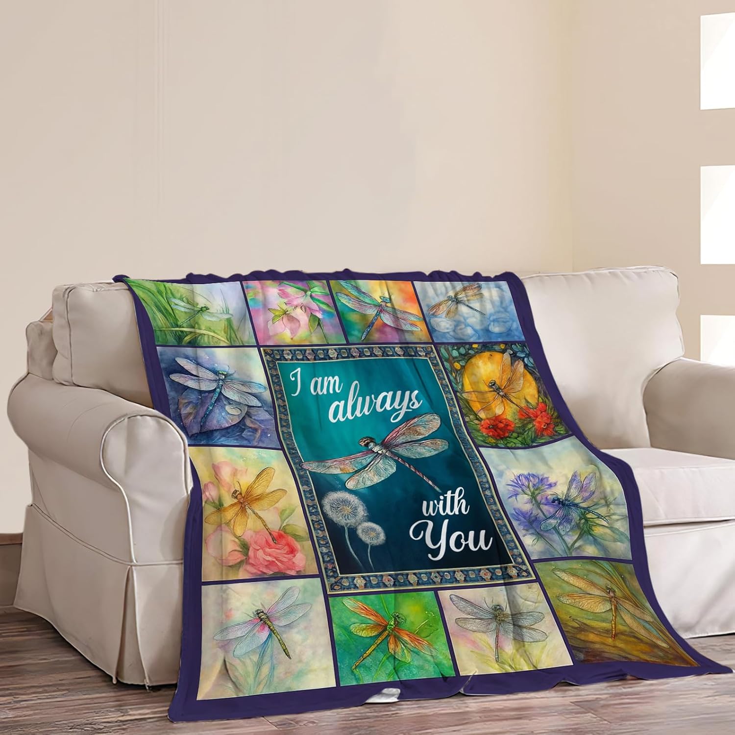 Dragonfly Blanket Dragonfly Decor Throw Blanket Animal Decor Soft Cozy Fleece Fuzzy Plush Flannel Blankets Gifts for Women Girls Adults Kids 50"X40" - Image 6