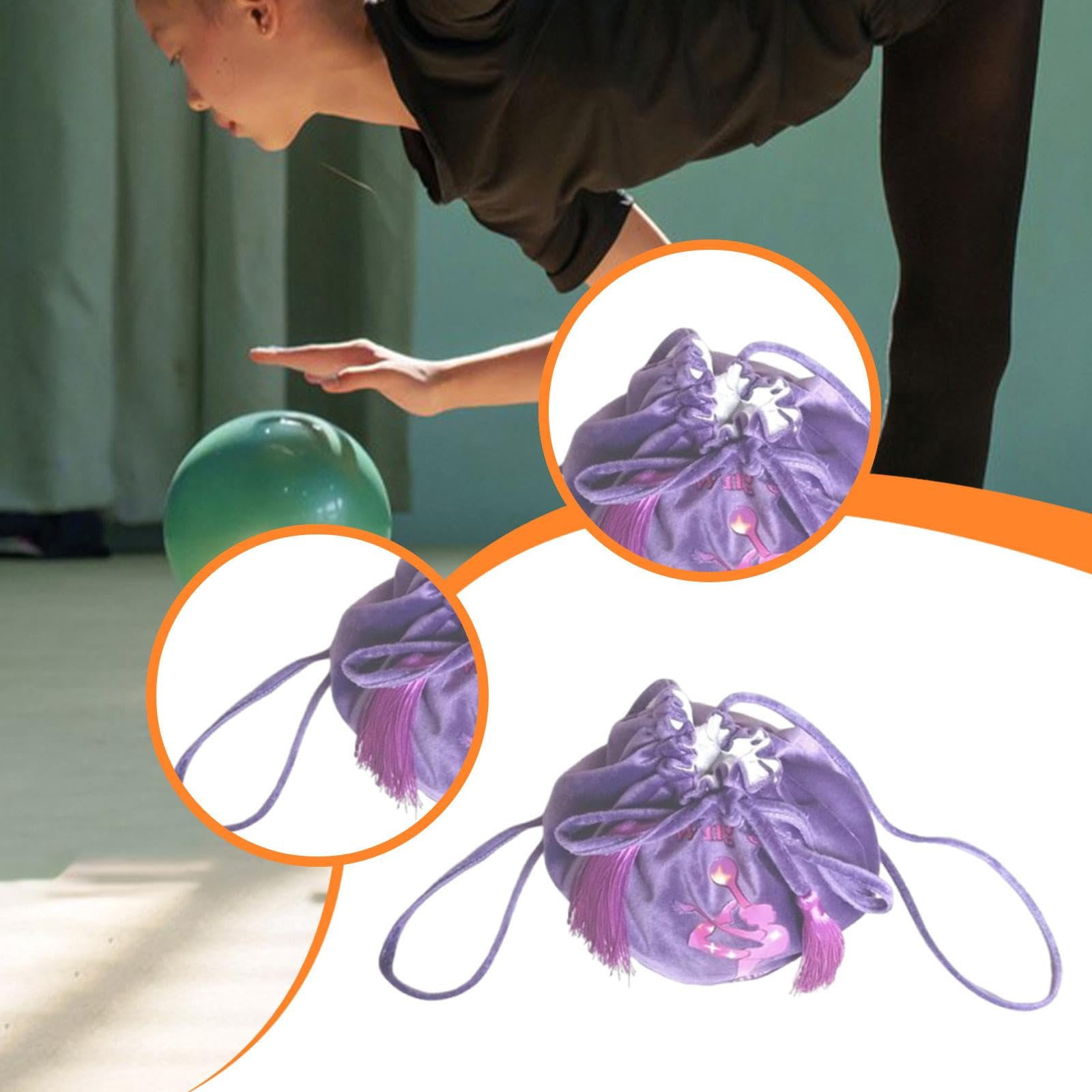 Qianly Mochila con Cordón para Gimnasia de Terciopelo Bolso Impreso para Balones Saco de Almacenamiento con Correa Ajustable Bolsa Ligera para Equipos