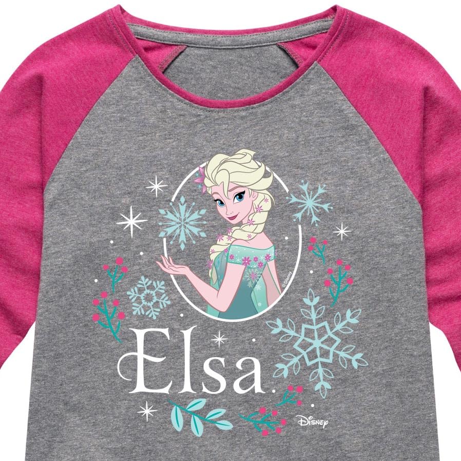 Disney Frozen - Winter - Elsa & Snowflakes - Toddler & Youth Girls Raglan Graphic T-Shirt3