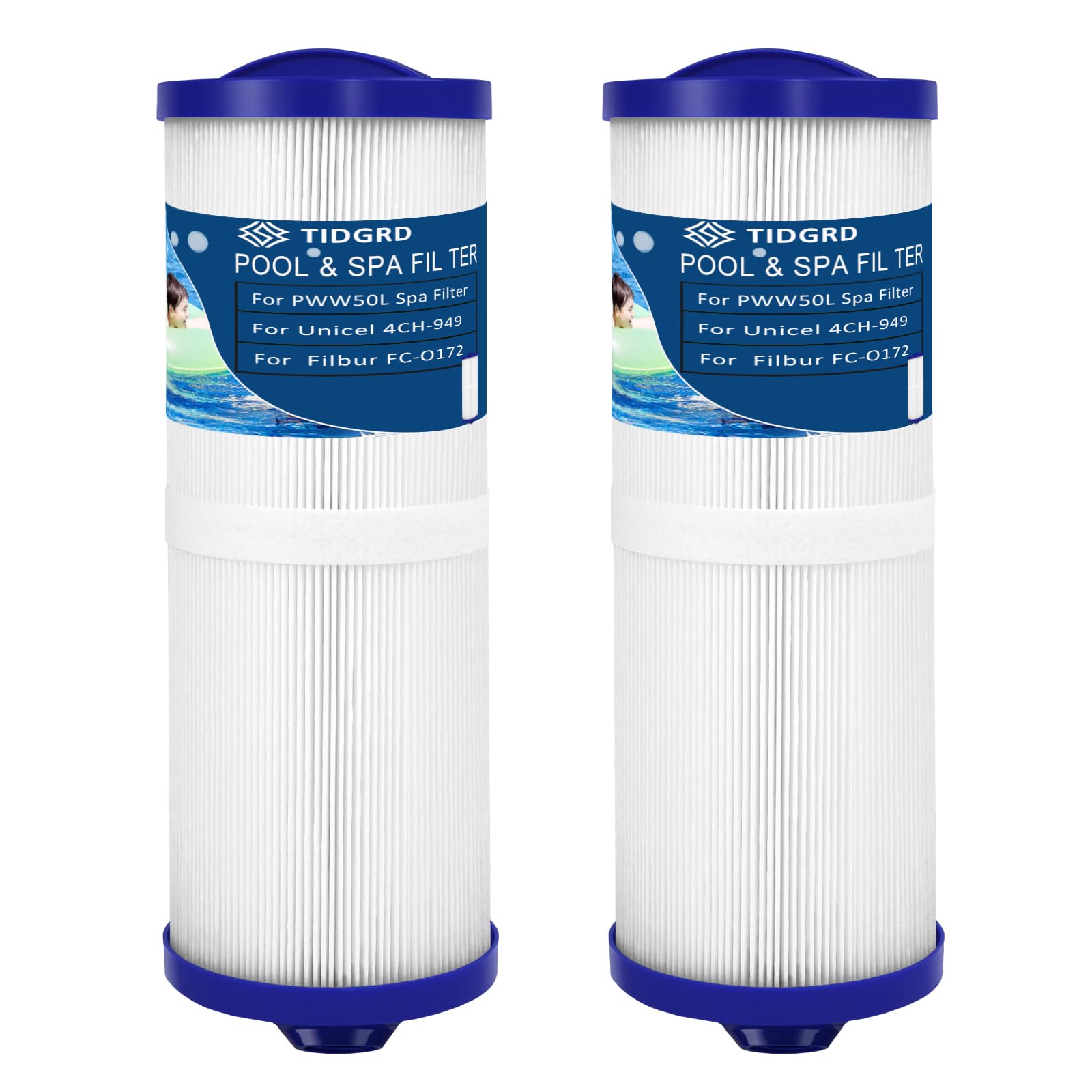 Filtre Spa PWW50L,pour Unicel 4ch-949, Filbur FC-0172, SD-01143,817-4050 Remplacement,Cartouche de Filtre 50 sq. ft (PWW50L-2Pcs)
